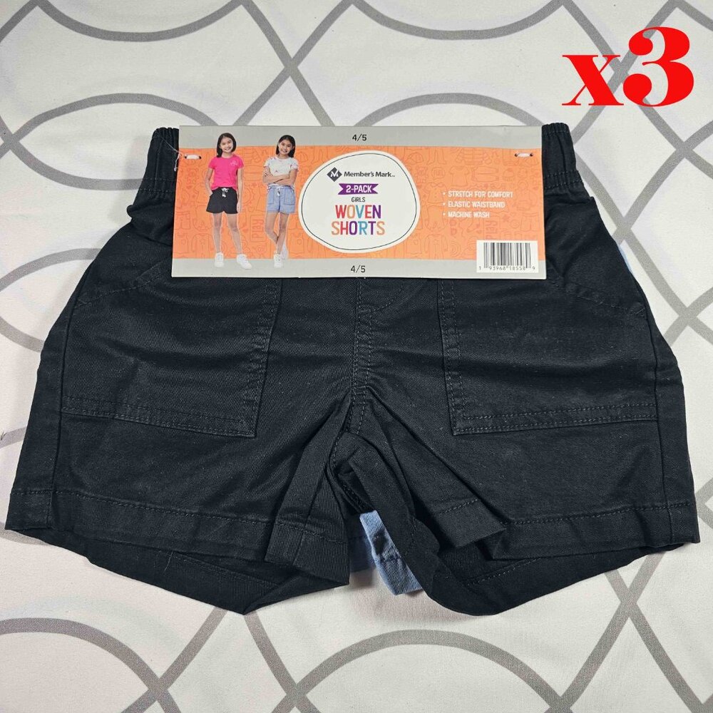 Member's Mark Woven Shorts Elastic Waistband, Girl's, 4/5, 2pcs in 1pack